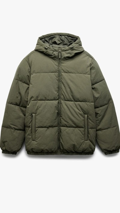 Cep Detaylı Fermuarlı Kapşonlu Kışlık Şişme Mont