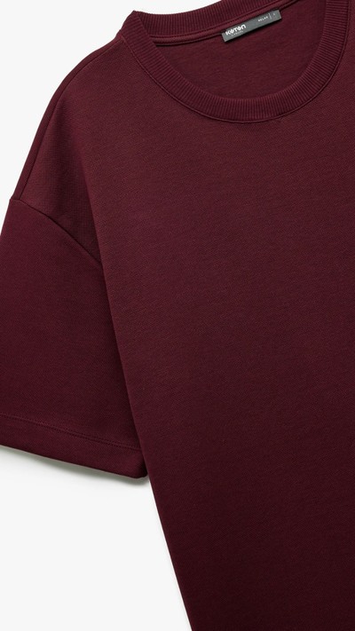 Tok Kumaş Bisiklet Yaka Basic Oversize Tişört