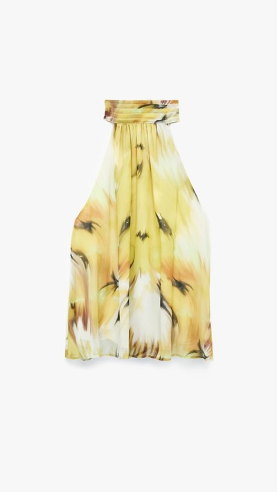 Desenli Halter Yaka Şifon Bluz