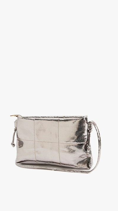  Metalik Görünümlü Fermuarlı Kapitoneli Askılı Omuz Çantası