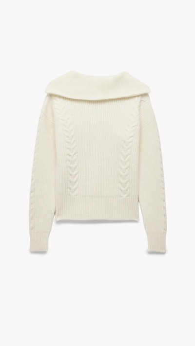 Saç Örgü Fermuarlı Yaka Triko Kazak