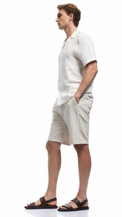 Düğmeli Bermuda Oversize Chino Şort