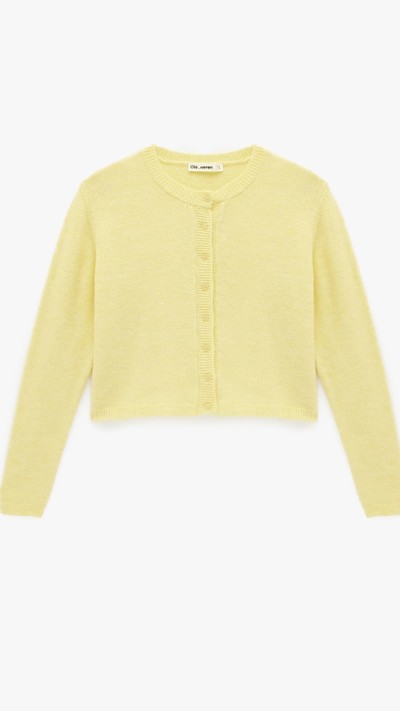 Bisiklet Yaka Düğme Detaylı Basic Triko Hırka