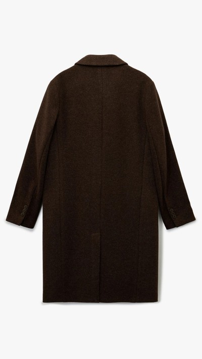 Regular Fit Cepli Mono Yaka Düğmeli Uzun Kaşe Kaban