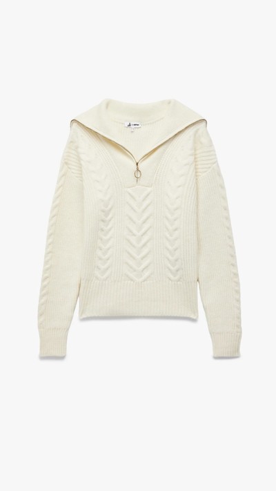 Saç Örgü Fermuarlı Yaka Triko Kazak