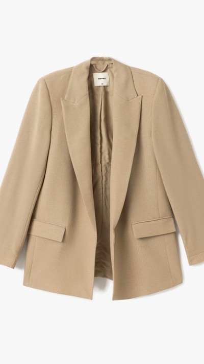 Kruvaze Viskon Keten Karışımlı Blazer Ceket