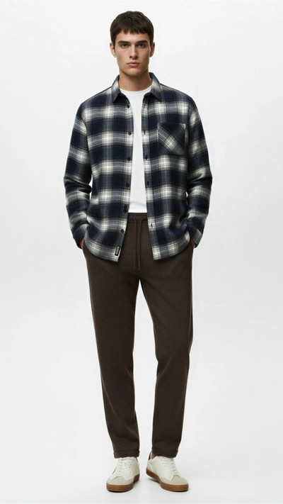 Regular Fit Uzun Kollu Cepli Klasik Yaka Oduncu Gömleği