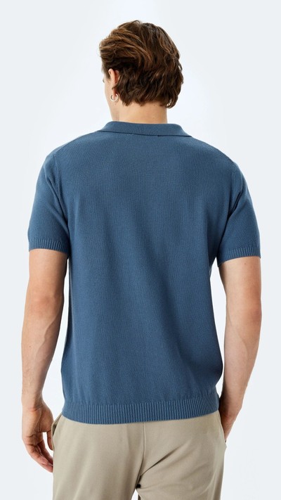 Pamuklu V Polo Yaka Kısa Kollu Triko Tişört