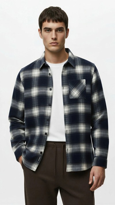 Regular Fit Uzun Kollu Cepli Klasik Yaka Oduncu Gömleği