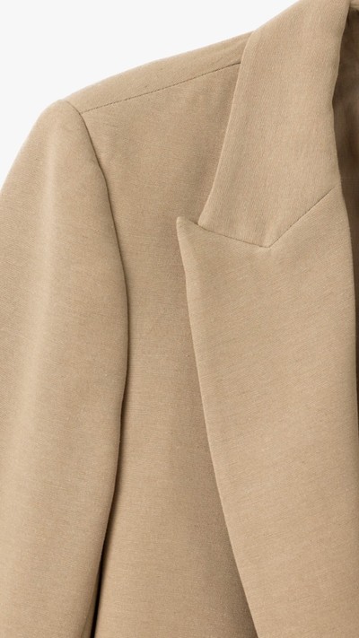 Kruvaze Viskon Keten Karışımlı Blazer Ceket