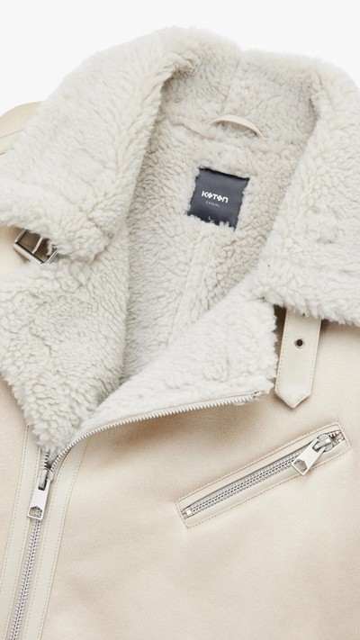 Slim Fit Peluş Yaka Kışlık Suni Deri Ceket