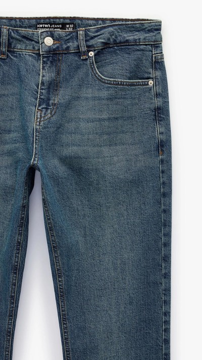 Normal Paça Pamuklu Straight Fit Jean Pantolon