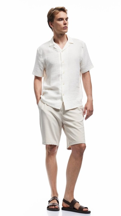 Düğmeli Bermuda Oversize Chino Şort