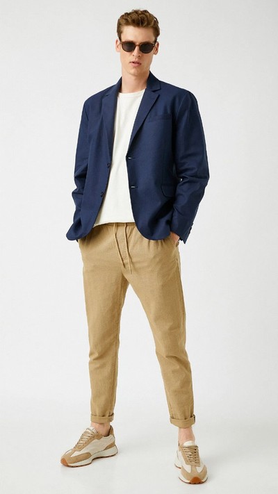 Dar Kesim Blazer Ceket Cepli Önü Düğmeli