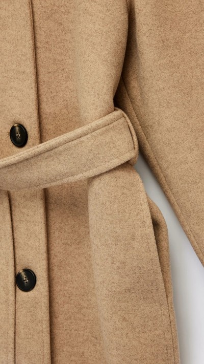 Kruvaze Dik Yaka Kemerli Uzun Kaşe Kaban