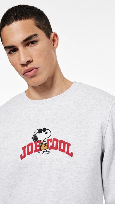 Şardonlu Bisiklet Yaka Lisanslı Snoopy Baskılı Sweatshirt