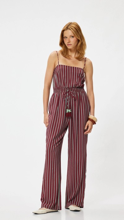 Viskon Tulum İnce Askılı Bol Paça Cepli Beli Lastikli