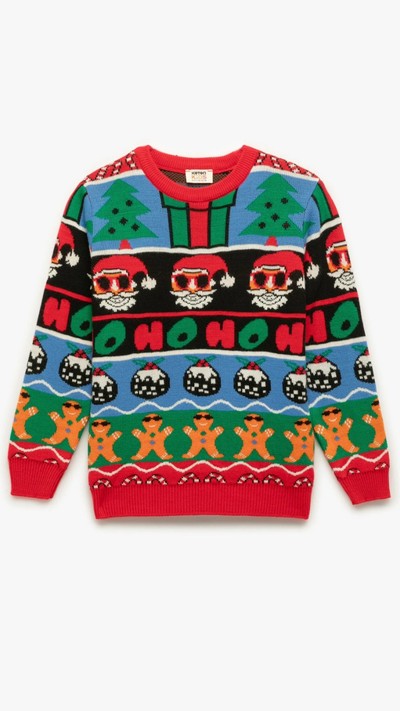 Erkek Çocuk Bisiklet Yaka Triko Yılbaşı Kazağı