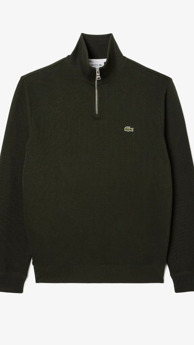 Yarım Fermuarlı Haki Sweatshirt