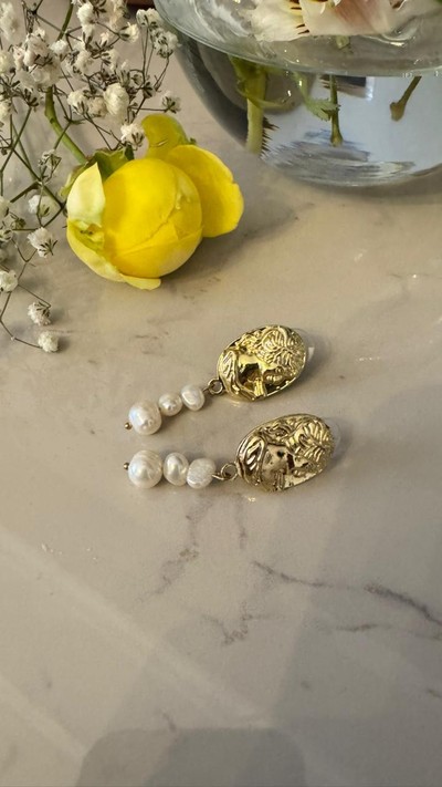 Naxışlı Qızıl Tonlu Mirvarili Sırğa