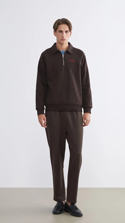 Polo Neck Men's Thick Sweatshirt