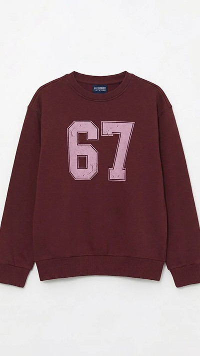 Girls' Crew Neck Printed Sweatshirt 