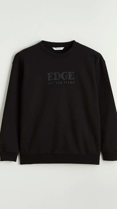 Crew Neck Printed Men's Thick Sweatshirt