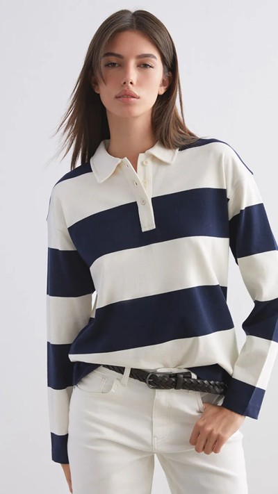 Polo Neck Striped Women's T-shirt