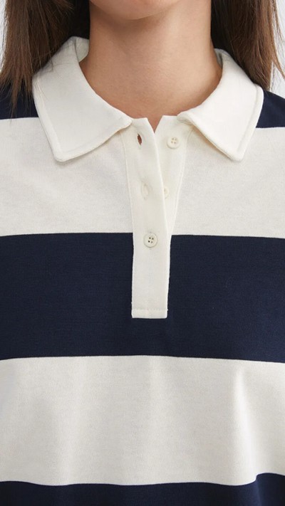 Polo Neck Striped Women's T-shirt