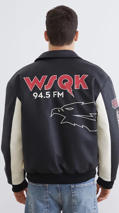  Loose Fit Stranger Things Printed Men's Faux Leather Jacket