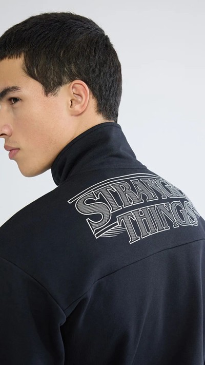  Funnel Neck Printed Men's Thick Sweatshirt