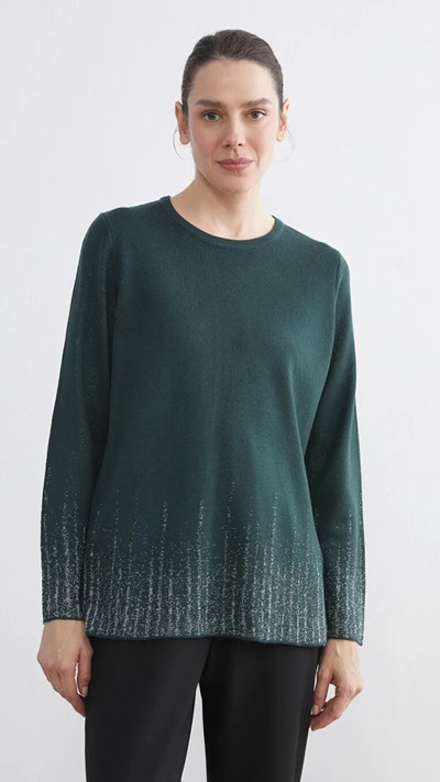 Crew Neck Patterned Women's Knitwear Sweater