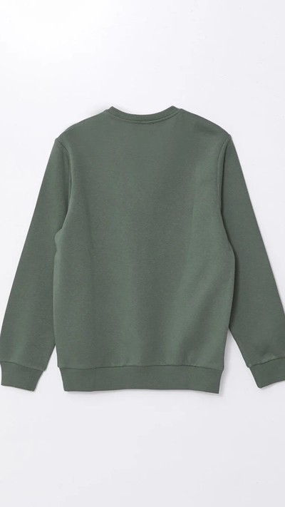 Crew Neck Printed Men's Thick Sweatshirt