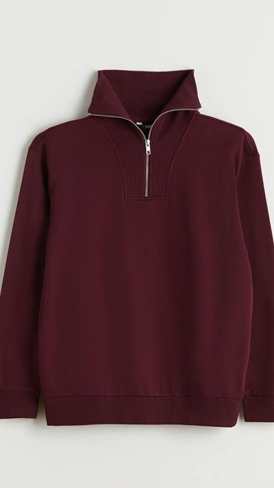 Zippered Funnel Neck Men's Thick Sweatshirt