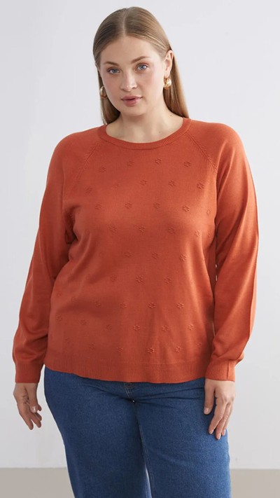 Crew Neck Floral Women's Knitwear Sweater