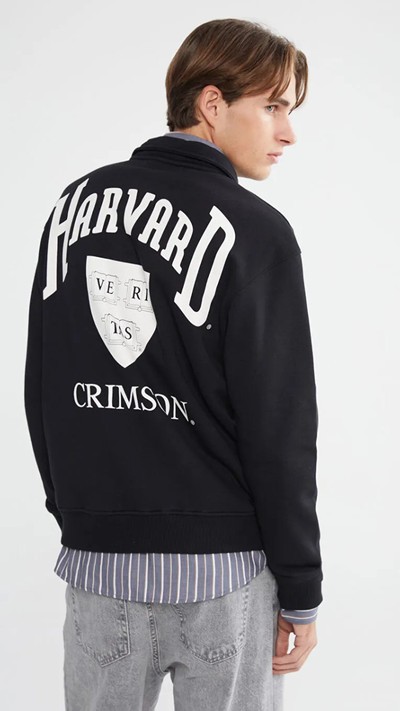 Funnel Neck Printed Harvard Printed Men's Sweatshirt