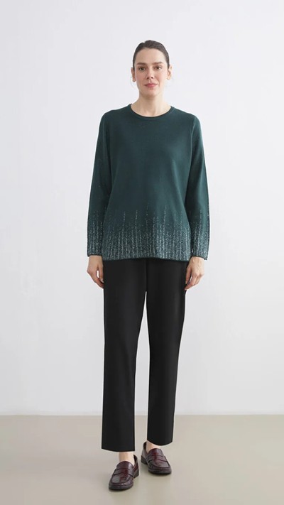 Crew Neck Patterned Women's Knitwear Sweater