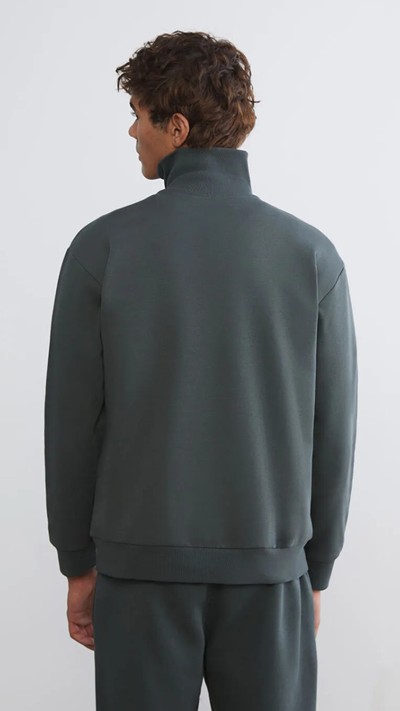Zippered Funnel Neck Men's Thick Sweatshirt