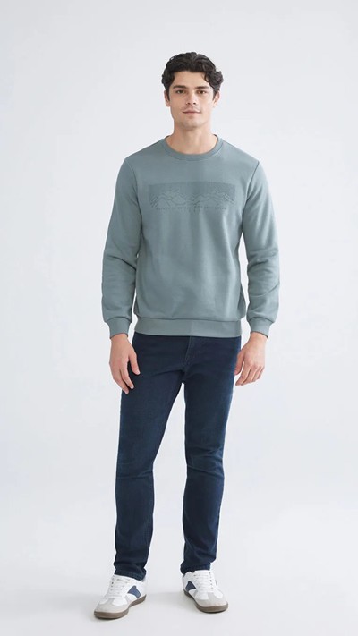 Crew Neck Printed Men's Thick Sweatshirt
