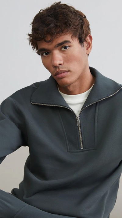 Zippered Funnel Neck Men's Thick Sweatshirt