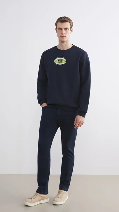 Crew Neck Printed Men's Sweatshirt