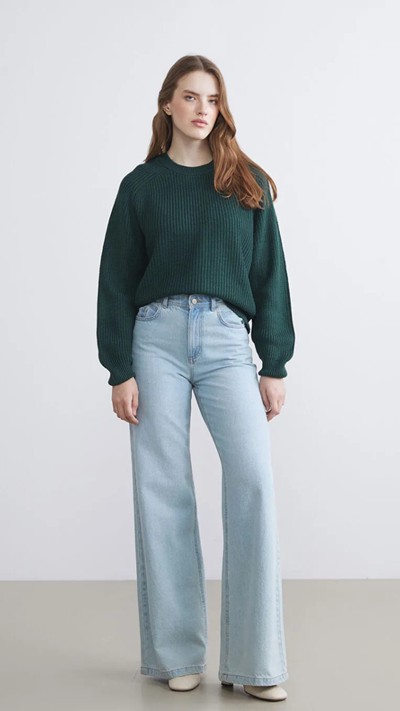 Crew Neck Women's Knitwear Sweater