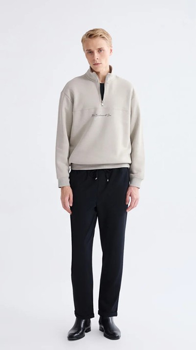 Funnel Neck Printed Men's Thick Sweatshirt