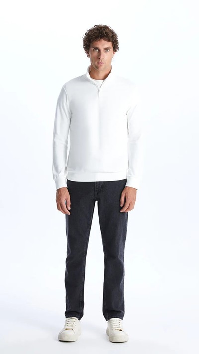 Funnel Neck Long Sleeve Men's Thick Sweatshirt