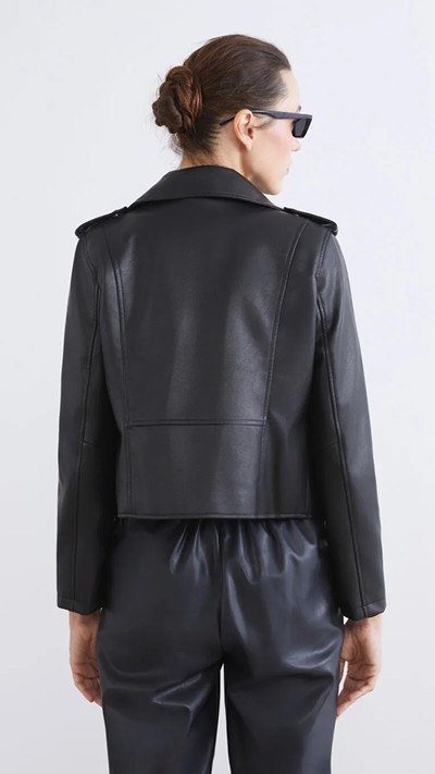 Biker Neck Women's Faux Leather Jacket