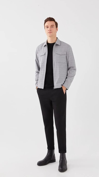 Relaxed Fit Long Sleeve Men's Shirt Jacket