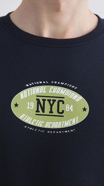 Crew Neck Printed Men's Sweatshirt