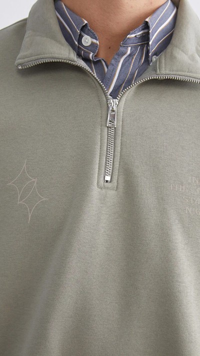 Funnel Neck Long Sleeve Printed Men's Sweatshirt