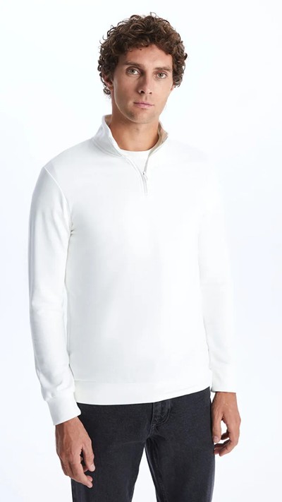 Funnel Neck Long Sleeve Men's Thick Sweatshirt