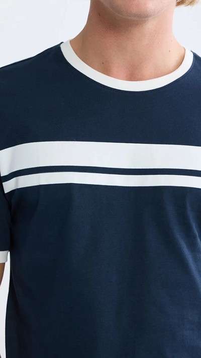 Striped Crew-neck Tee For Men.